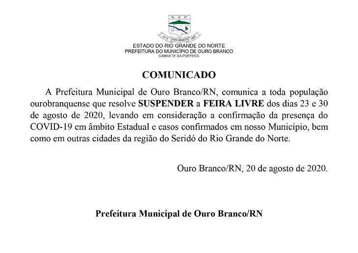 COMUNICADO  Prefeitura suspende expediente nesta sexta-feira em