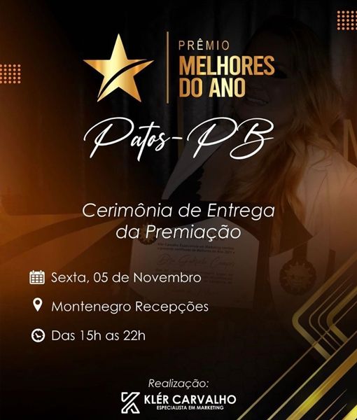 É hoje! Premiação dos Melhores do Ano de Patos em várias categorias; veja