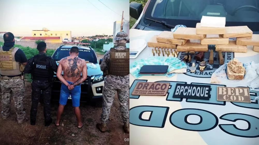Operação integrada prende criminoso em Cajazeiras e apreende 11 kg de pasta base, munições e carregadores