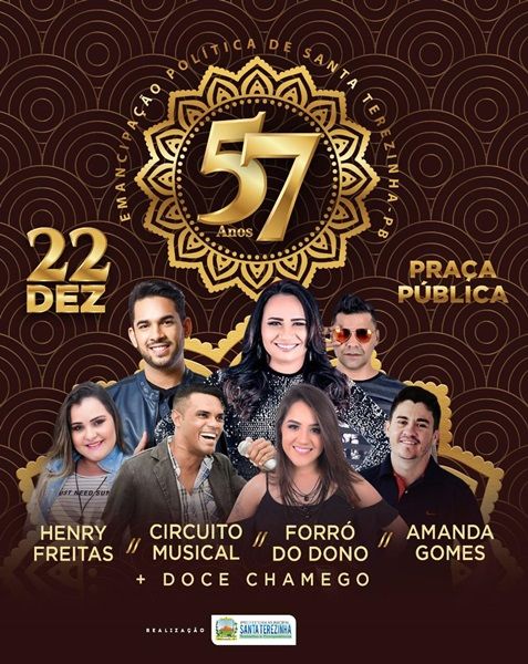 Prefeitura de Santa Terezinha-PB anuncia programação da festa de aniversário da cidade