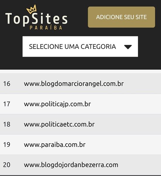 De acordo com Ranking o Blog do Jordan Bezerra é o 20° site mais acessado da Paraíba