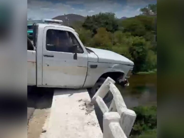 Caminhonete perde o controle e quase cai da ponte em Pombal
