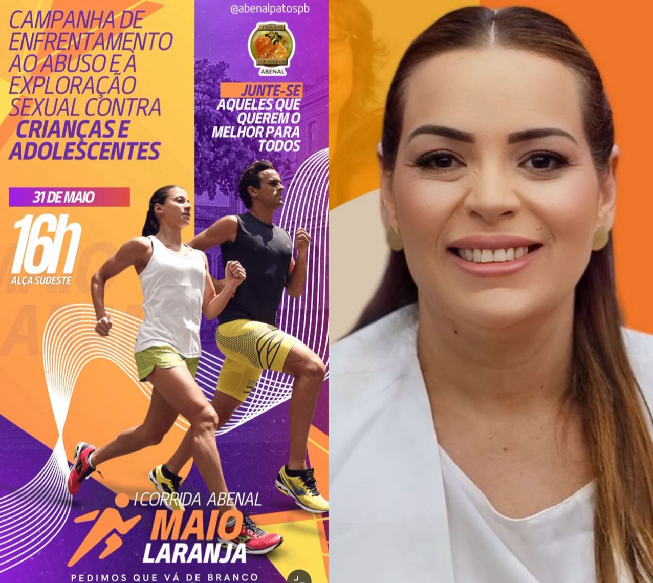 Vereadora Nadir convida seus amigos e apoiadores para participarem da Corrida ABENAL em apoio ao Maio Laranja