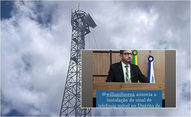Vereador Willa da Farmácia comemora chegada do sinal de telefonia móvel em Santa Gertrudes, distrito de Patos; Veja