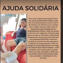 Solidariedade: mulher de Olho D ‘Água pedem ajuda para realização de cirurgia