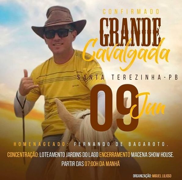 Participem da 4ª grande Cavalgada de Santa Terezinha, neste domingo (9)