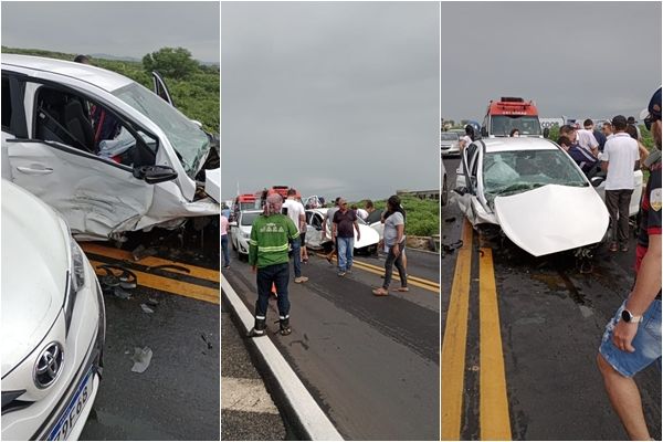 Professor universitário perde controle de carro e colide fortemente contra mureta e outro veículo, na BR-230, em Patos, na manhã desta terça (28)