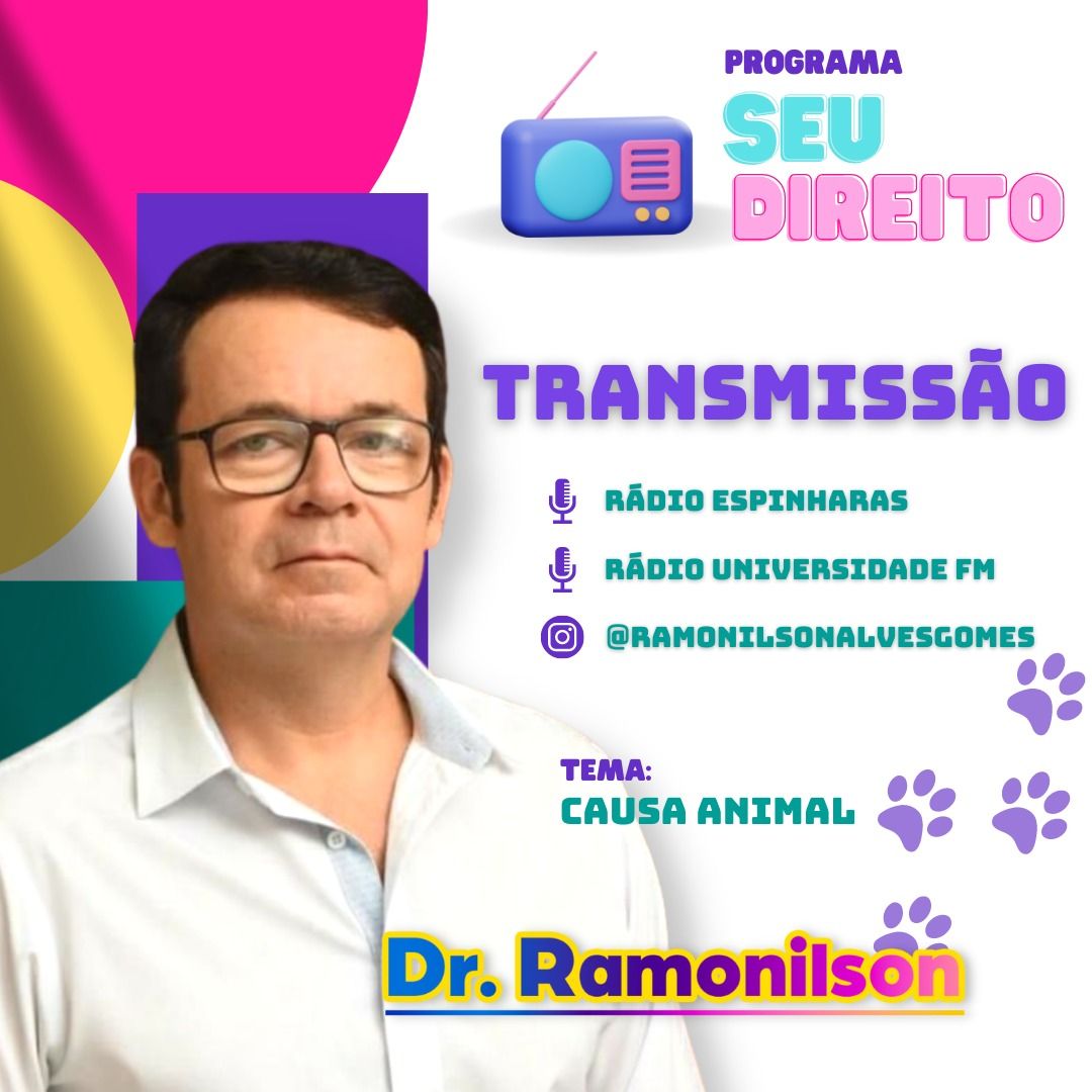 Causa animal é tema do programa Seu Direito com Ramonilson Alves neste domingo, às 12h na Rádio Espinharas de Patos