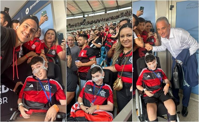 Depois da luta, a glória: fã mirim do Flamengo, Alex Filho realiza sonho de conhecer jogadores e assistir a jogo no Maracanã; fotos