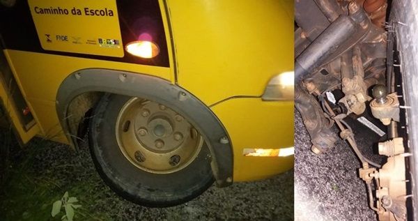 Estudantes de Santa Terezinha-PB ficam em apuros após roda de ônibus cair na BR-361