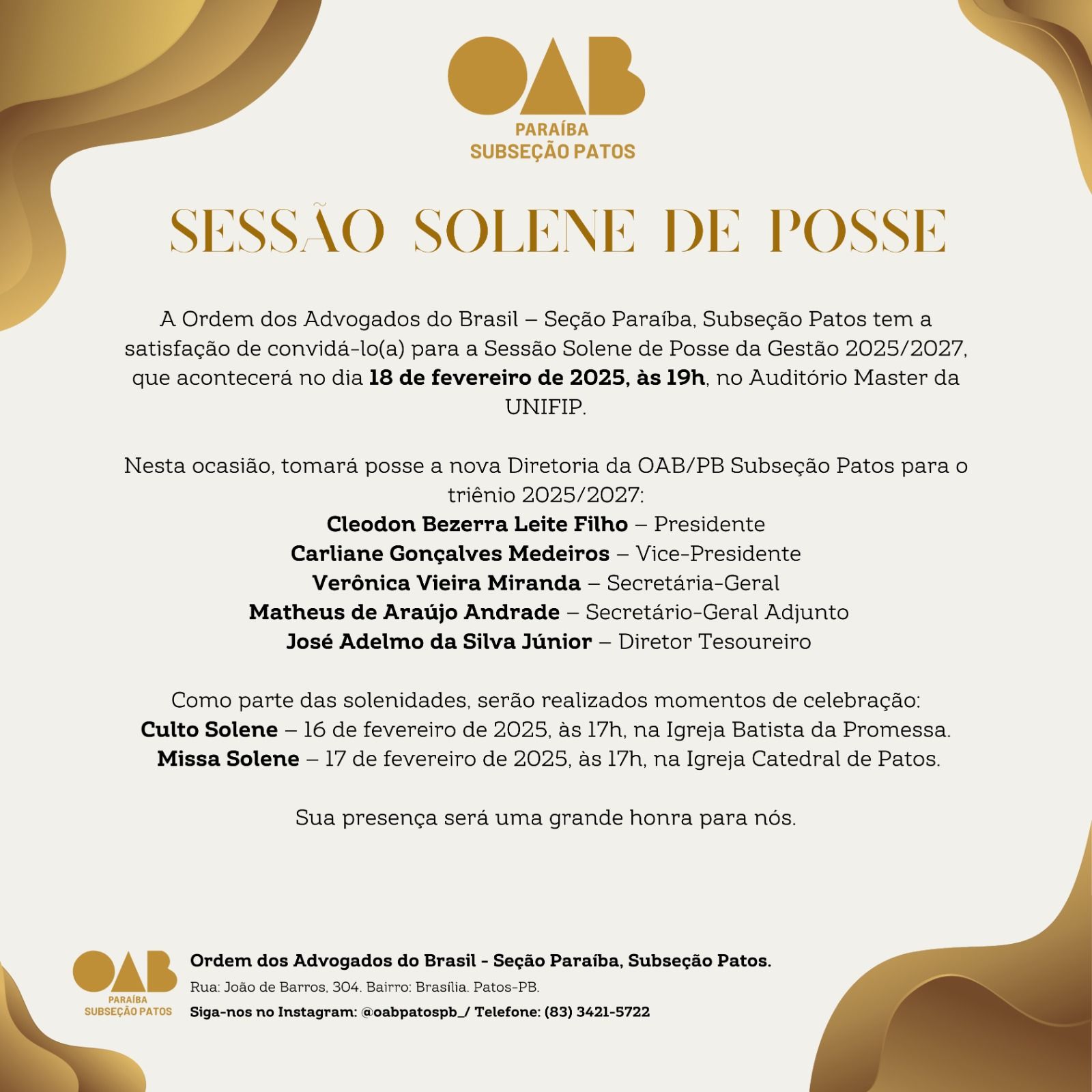 OAB/PB - Sessão solene de posse