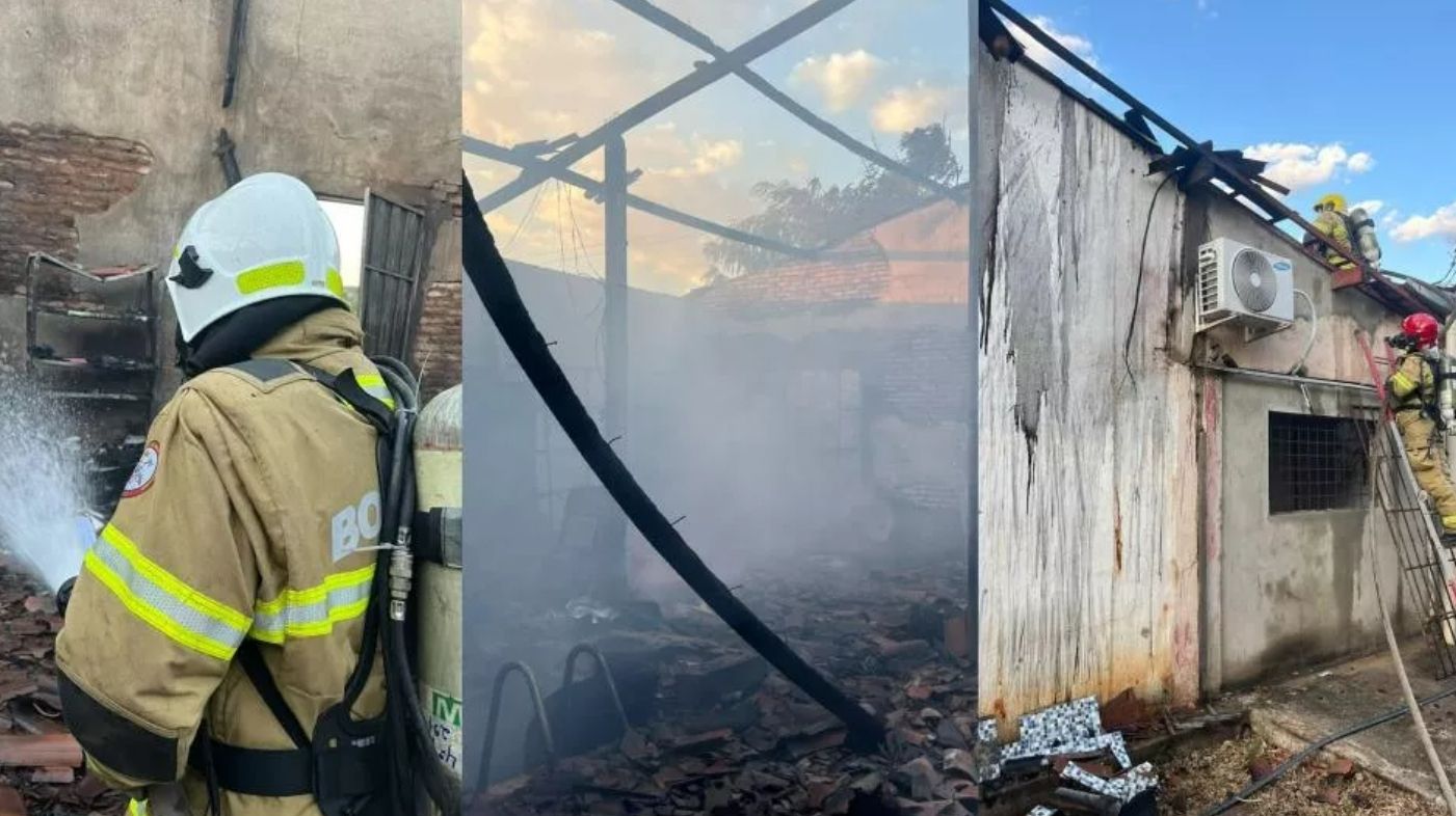 Incêndio destrói depósito de materiais em Patos; casa vizinha é salva pelo Corpo de Bombeiros