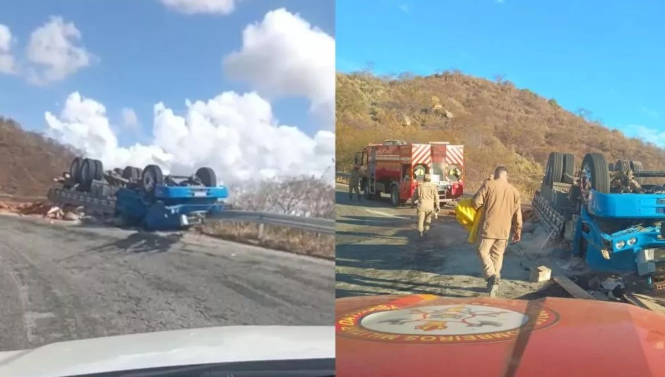 Até quando vidas serão ceifadas? Tombamento de caminhão deixa duas vítimas fatais na Serra do Teixeira
