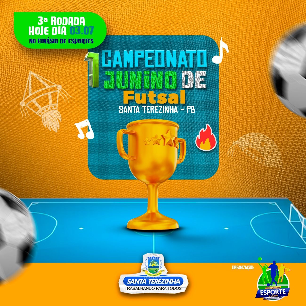 Terceira rodada do Campeonato Junino de Futsal agita o Município de Santa Terezinha seguida por tradicional São João