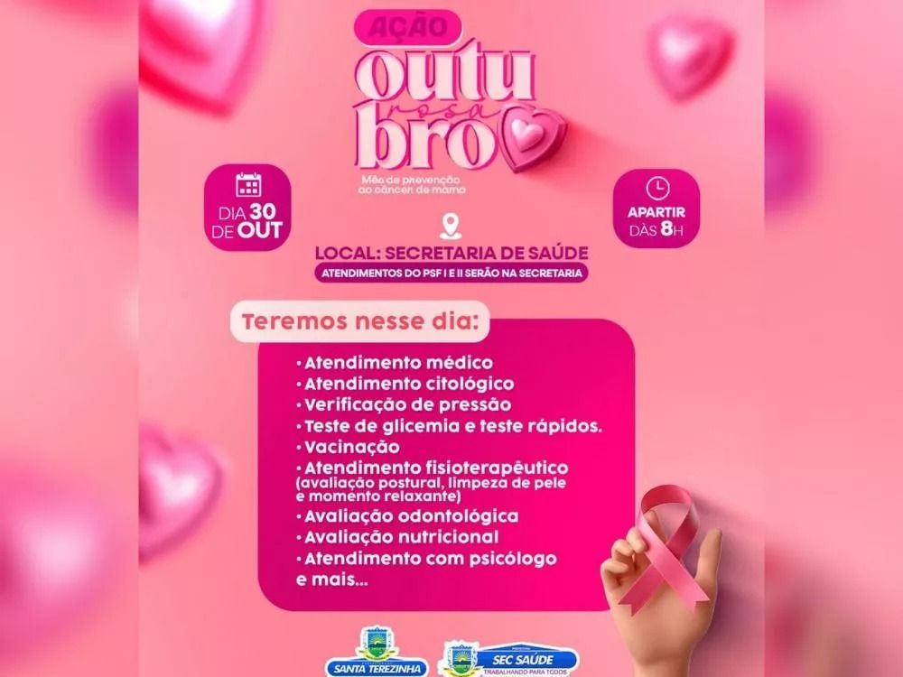 Santa Terezinha promove ação do Outubro Rosa com serviços gratuitos para mulheres