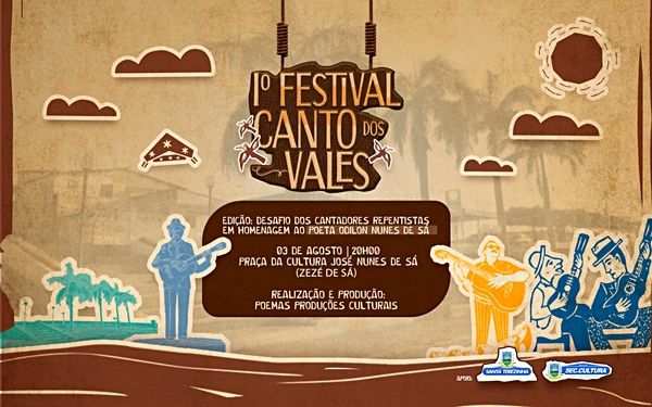 1º Festival Canto dos Vales acontece na noite desta quinta (3), em Santa Terezinha; Veja atrações