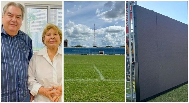 Após reivindicação de Francisca Motta, Estádio José Cavalcanti, em Patos, ganha moderno placar eletrônico em LED; veja