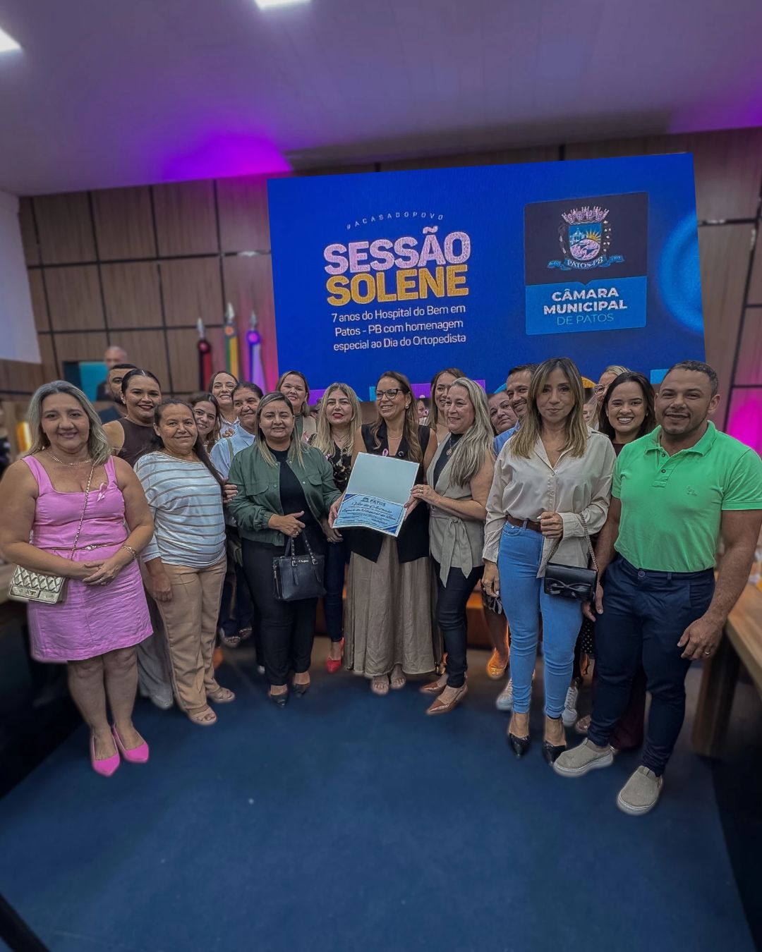 Câmara Municipal de Patos concede Voto de Aplauso às coordenações do Hospital do Bem em sessão especial pelos 7 anos da instituição