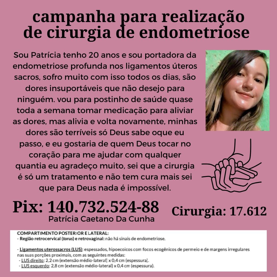 Jovem de Catingueira busca apoio para cirurgia de endometriose, doença que causa dores insuportáveis; veja como ajudar
