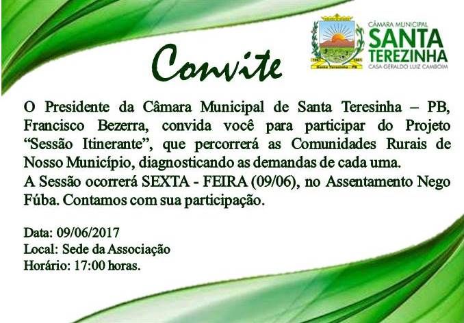 Convite Sessão Ordinária Itinerante