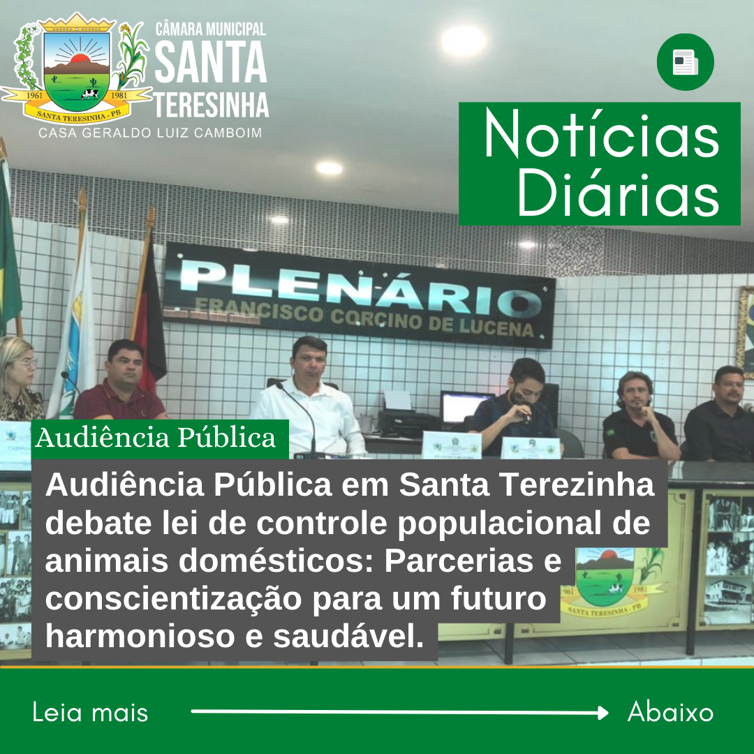 Audiência Pública em Santa Terezinha debate lei de controle populacional de animais domésticos: Parcerias e conscientização para um futuro harmonioso e saudável.
