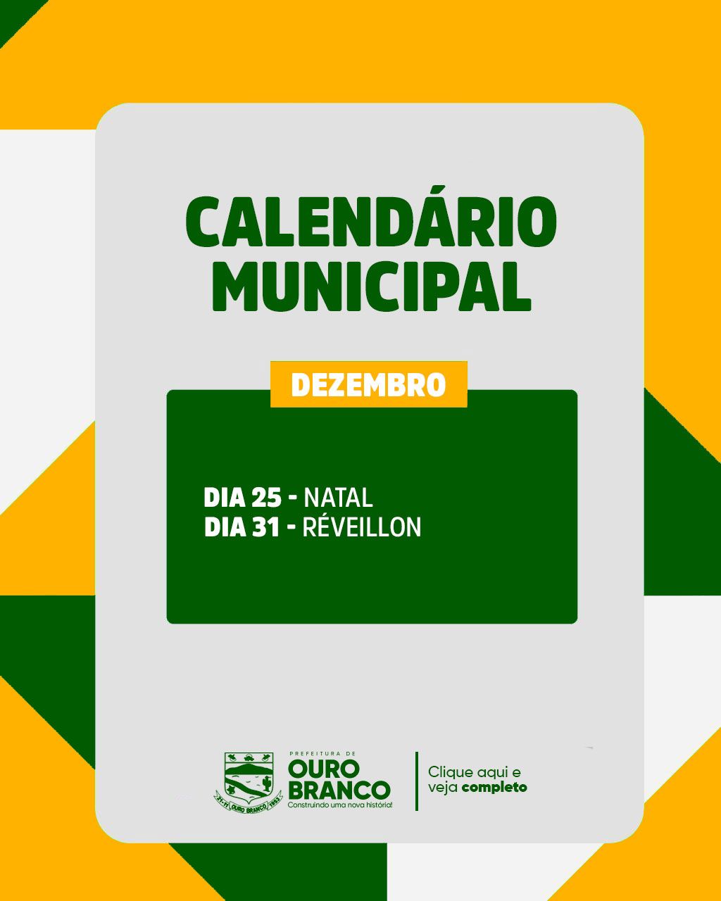 Calendário Municipal - Datas desse mês