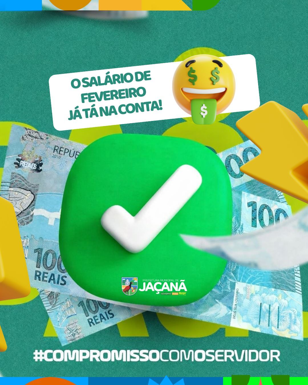 O pagamento dos servidores já se encontra devidamente creditado em conta.