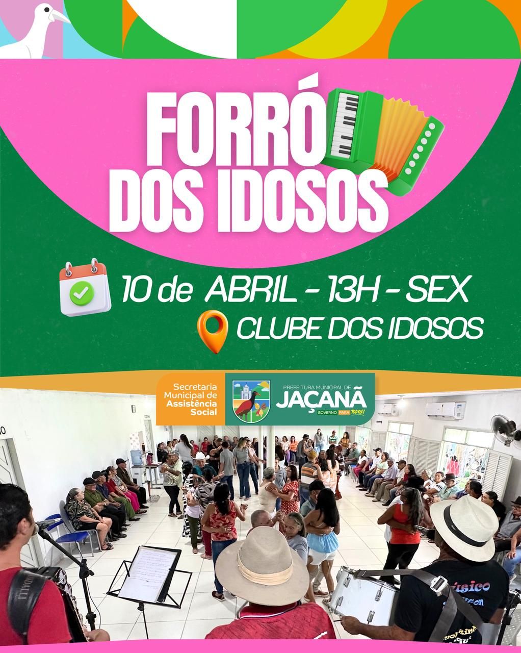 Forró dos Idosos anima programação no dia 10 de abril no Clube dos Idosos