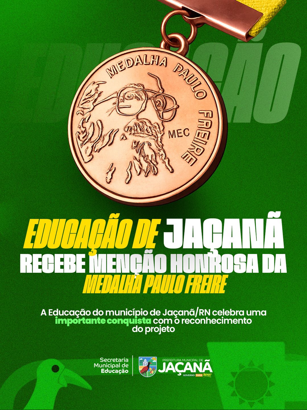 Educação de Jaçanã recebe Menção Honrosa da Medalha Paulo Freire