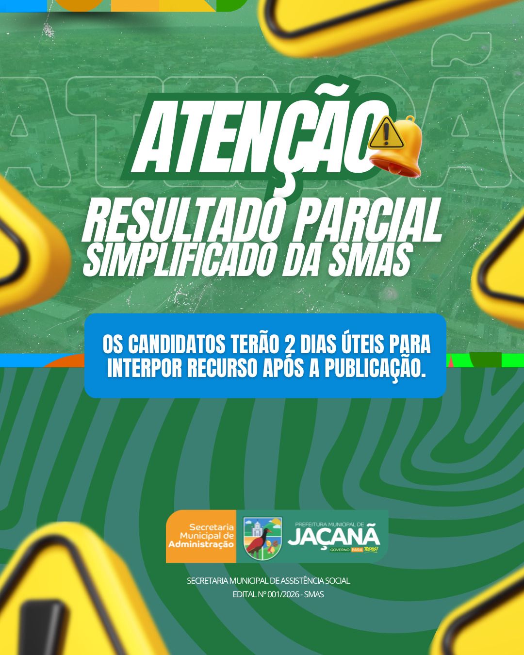 EDITAL Nº 001/2026 – SMAS Resultado Parcial do PSS da Assistência 