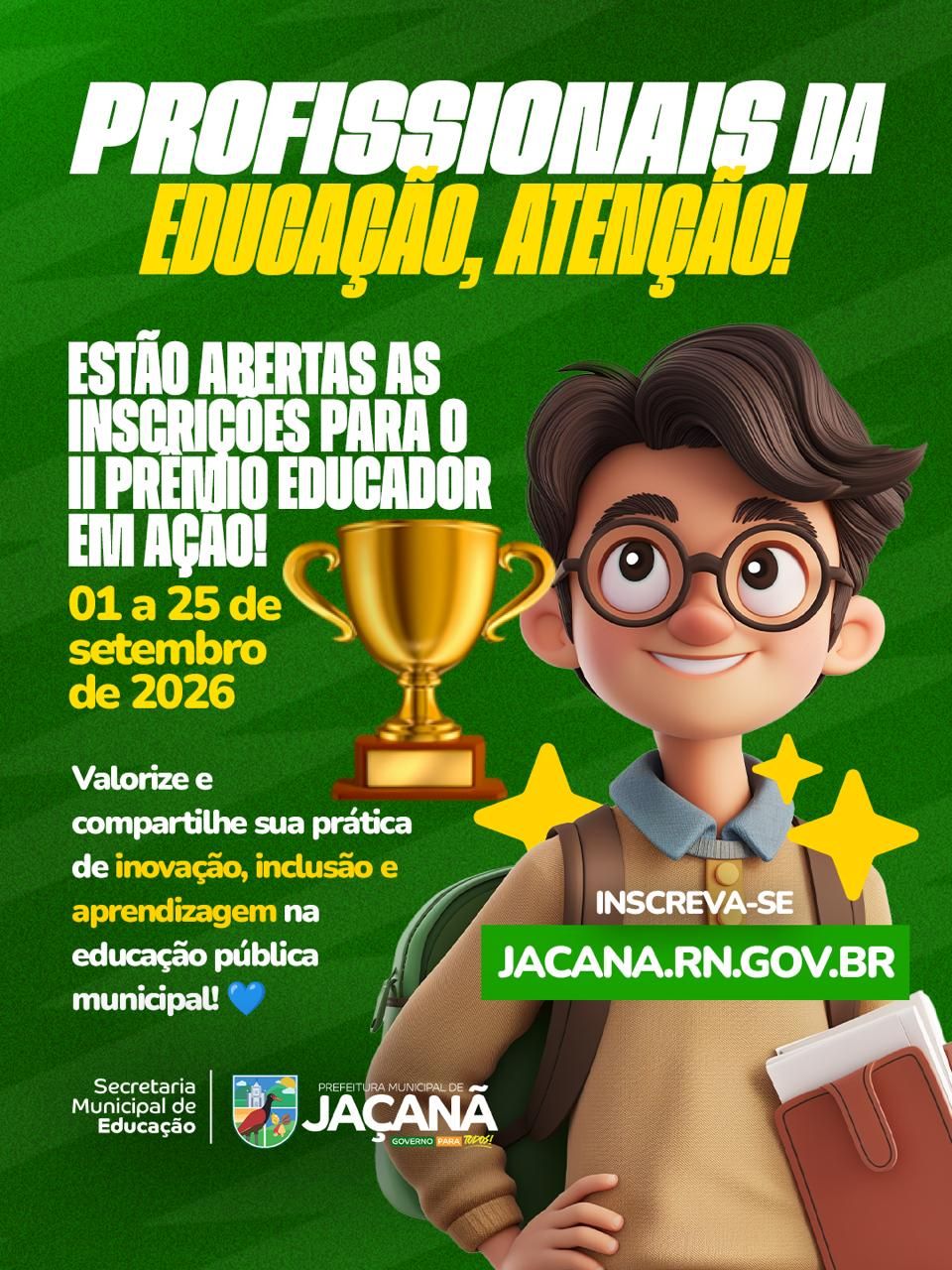 ESTÃO ABERTAS AS INSCRIÇÕES PARA II PRÊMIO EDUCADOR EM AÇÃO